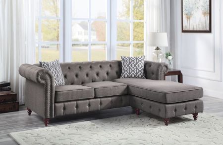 ACME Waldina Reversible Sectional Sofa Brown Fabric