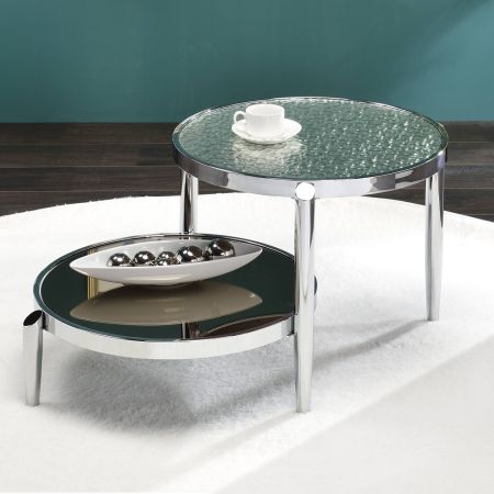 ACME Abbe Coffee Table Glass & Chrome Finish