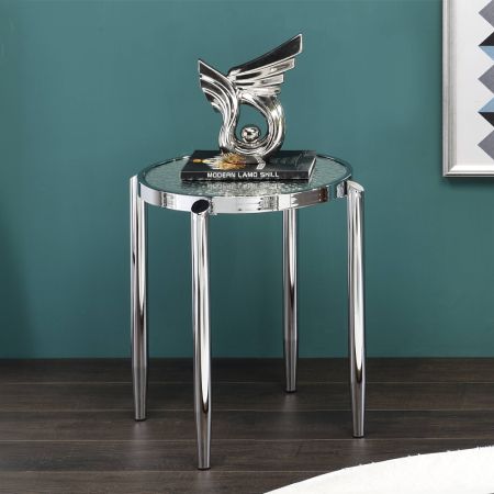 ACME Abbe End Table Glass & Chrome Finish