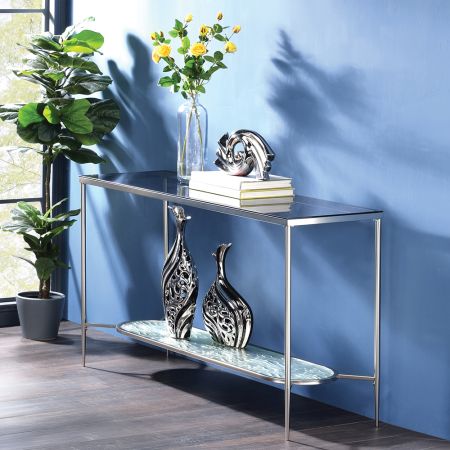 ACME Adelrik Sofa Table Glass & Chrome Finish