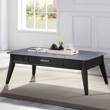 ACME Zemocryss Coffee Table Sintered Stone Top & Dark Brown Finish