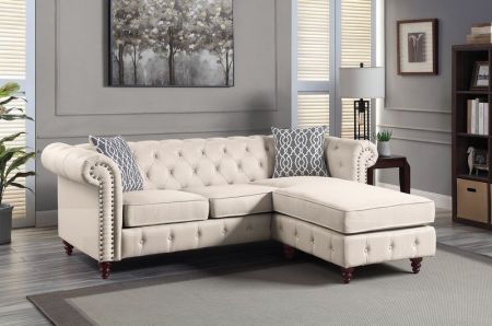 ACME Waldina Reversible Sectional Sofa Beige Fabric