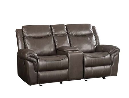 ACME Lydia Motion Loveseat W/Usb & Console Brown Leather Aire