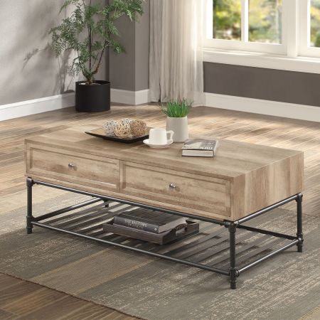 ACME Brantley II Coffee Table Oak & Sandy Black Finish