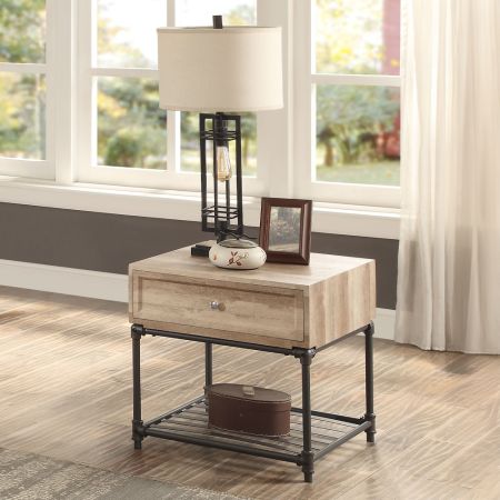 ACME Brantley II End Table Oak & Sandy Black Finish