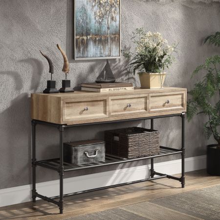 ACME Brantley II Sofa Table Oak & Sandy Black Finish