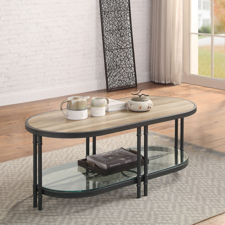 ACME Brantley Coffee Table Oak & Sandy Black Finish