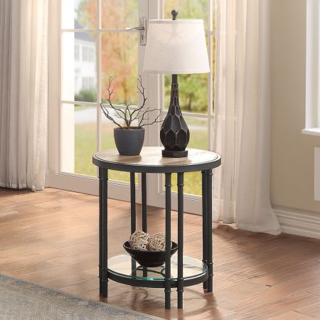 ACME Brantley End Table Oak & Sandy Black Finish