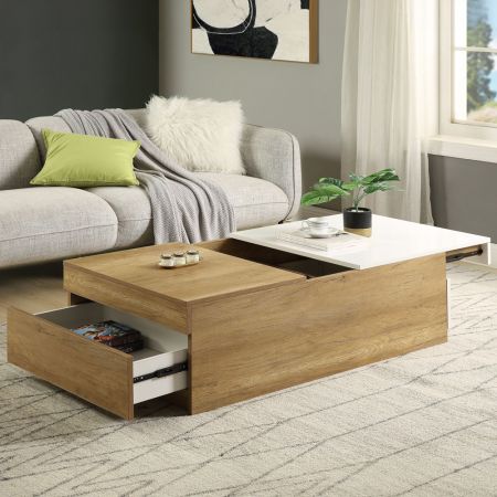 ACME Aafje Coffee Table Oak & White Finish