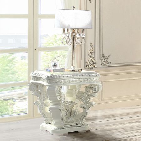 ACME Vanaheim End Table Antique White Finish