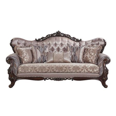 ACME Benbek Sofa W/5 Pillows Fabric & Antique Oak Finish