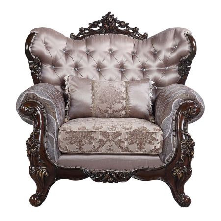 ACME Benbek Chair W/Pillow Fabric & Antique Oak Finish