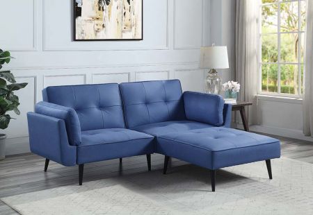 ACME Nafisa Adjustable Sofa & Ottoman Blue Fabric