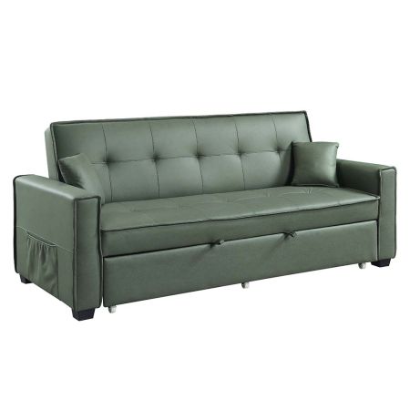 ACME Octavio Adjustable Sofa W/2 Pillows Green Fabric