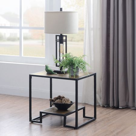 ACME Idella End Table Rustic Oak & Black Finish