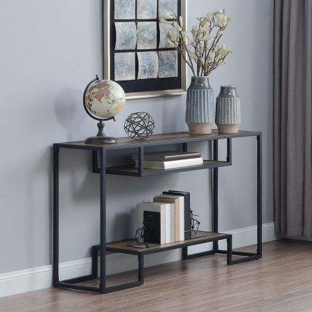 ACME Idella Sofa Table Rustic Oak & Black Finish