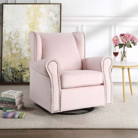 ACME Tamaki Swivel Chair W/Glider Pink Fabric