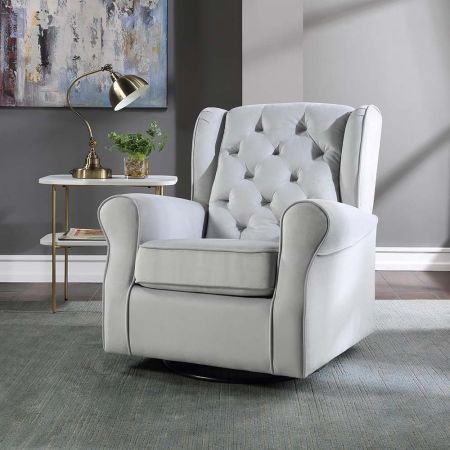 ACME Zeger Swivel Chair W/Glider Gray Fabric