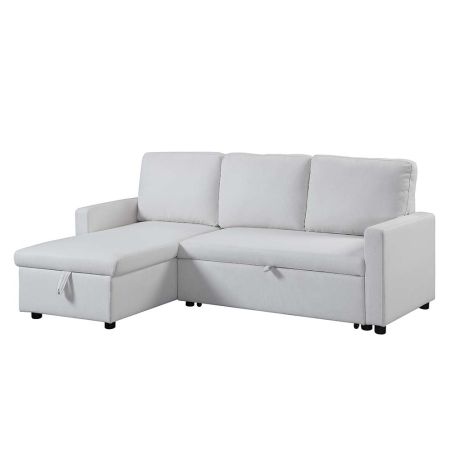 ACME Hiltons Sectional Sofa W/Sleeper & Storage White Fabric