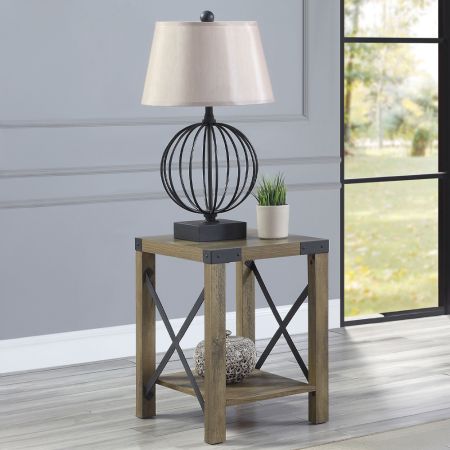 ACME Abiram End Table Rustic Oak Finish