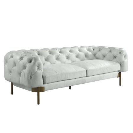 ACME Ragle Sofa Vintage White Top Grain Leather