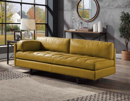 ACME Radia Sofa W/Pillow Turmeric Top Grain Leather