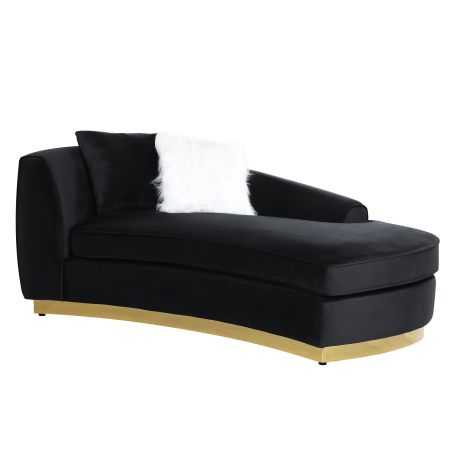 ACME Achelle Chaise W/2 Pillows Black Velvet