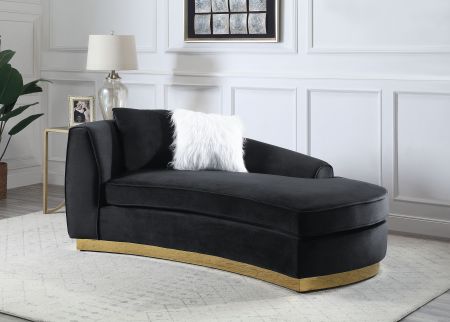 ACME Achelle Chaise W/2 Pillows Black Velvet