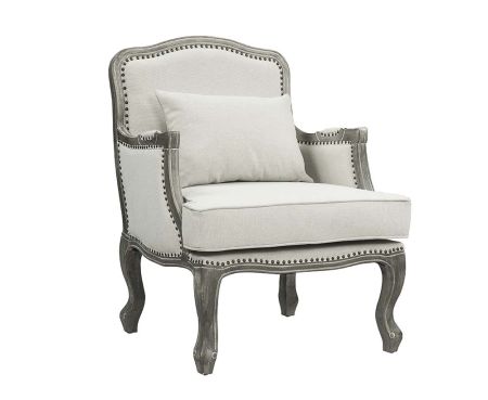 ACME Tania Chair W/Pillow Cream Linen & Brown Finish