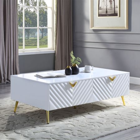 ACME Gaines Coffee Table White High Gloss Finish