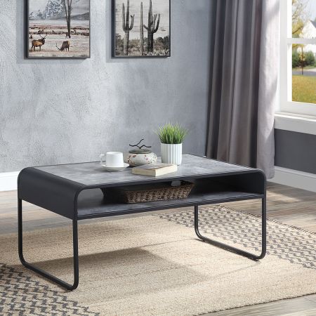 ACME Raziela Coffee Table Concrete Gray & Black Finish