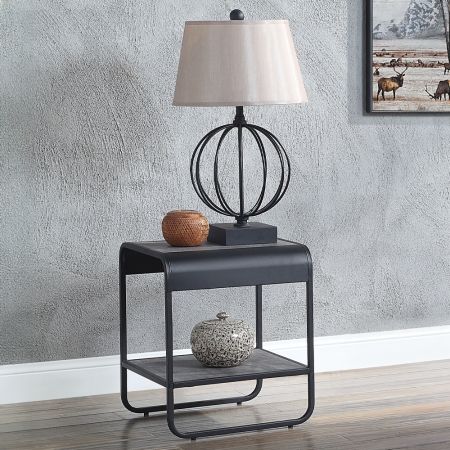 ACME Raziela End Table Concrete Gray & Black Finish