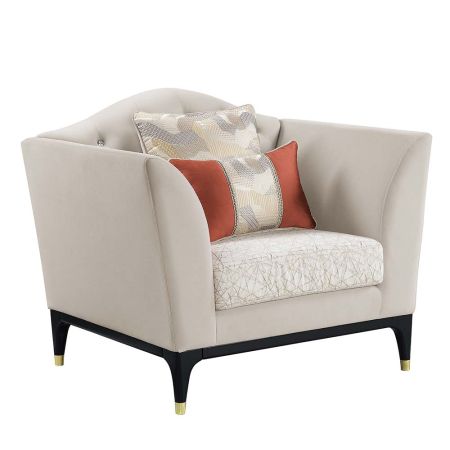 ACME Tayden Chair W/2 Pillows Beige Velvet