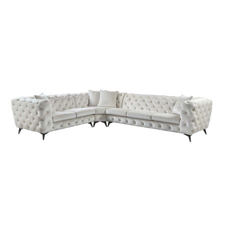 ACME Atronia Sectional Sofa W/4 Pillows Beige Fabric