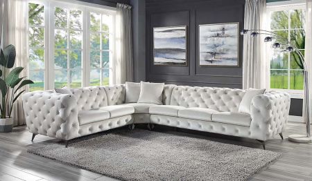 ACME Atronia Sectional Sofa W/4 Pillows Beige Fabric