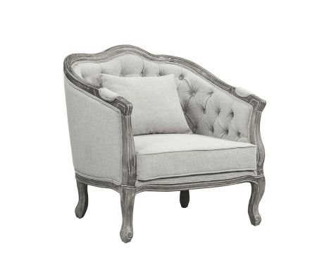 ACME Samael Chair W/Pillow Gray Linen & Gray Oak Finish