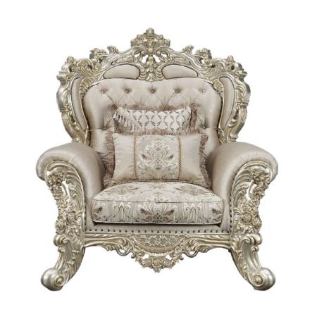 ACME Danae Chair W/2 Pillows Fabric Champagne & Gold Finish