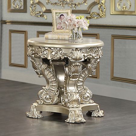 ACME Sorina End Table Antique Gold Finish