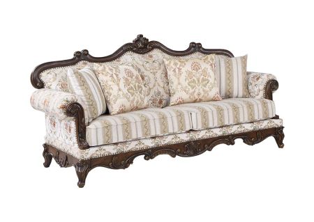 ACME Nayla Sofa W/4 Pillows Pattern Fabric & Cherry Finish