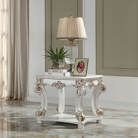 ACME Vendome End Table Antique Pearl Finish