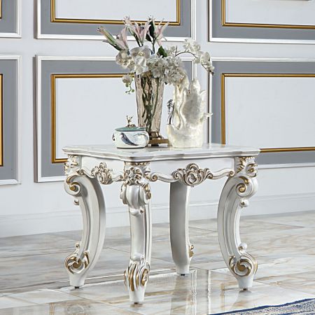 ACME Vendome II End Table Antique Pearl Finish