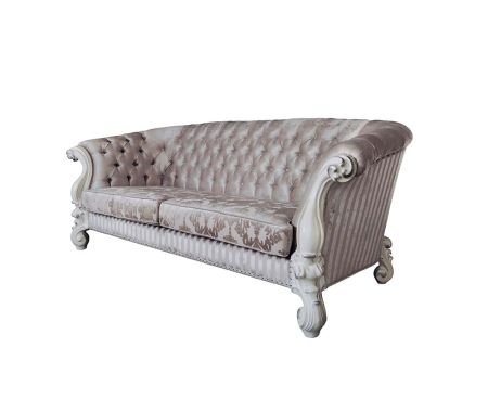 ACME Versailles Sofa W/7 Pillows Ivory Fabric & Bone White Finish