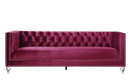 ACME Heibero Sofa W/2 Pillows (Same 56895) Burgundy Velvet