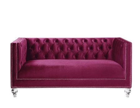 ACME Heibero Loveseat W/2 Pillows (Same 56896) Burgundy Velvet