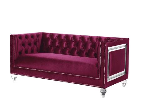 ACME Heibero Loveseat W/2 Pillows (Same 56896) Burgundy Velvet