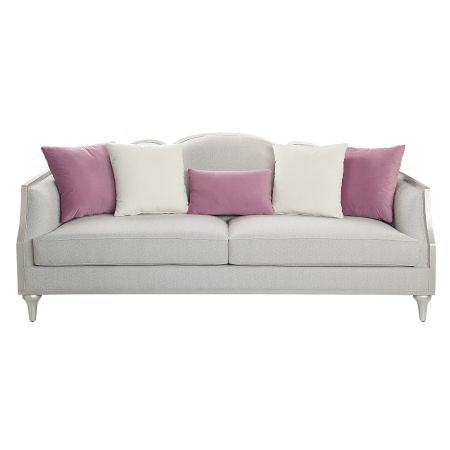 ACME Kasa Sofa W/5 Pillows Beige Linen & Champagne Finish