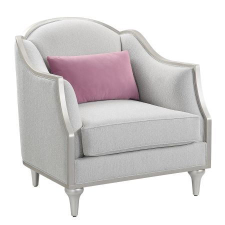 ACME Kasa Chair W/Pillow Beige Linen & Champagne Finish