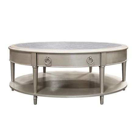 ACME Kasa Coffee Table Sintered Stone Top & Champagne Finish