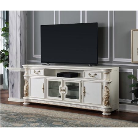 ACME Vendome II TV Stand Antique Pearl Finish