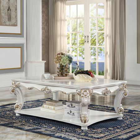 ACME Vendome Square Coffee Table Antique Pearl Finish